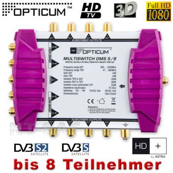 Multischalter Opticum OMS 5/8P Für 8 Teilnehmer 3D Sky HDTV HD+