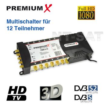 Sat Multischalter 5/12 Multiswitch SAT Verteiler für 2 LNB 12 Teilnehmer HD 3D