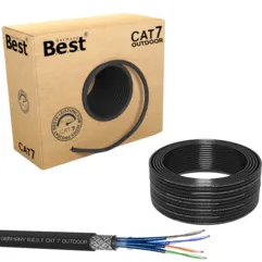 CAT 7 Outdoor-Verlegekabel 100 m - Kupfer, AWG25, S/FTP, Schwarz