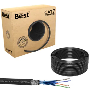 CAT 7 Outdoor-Verlegekabel 100 m - Kupfer, AWG25, S/FTP, Schwarz
