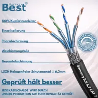 CAT 7 Outdoor-Verlegekabel 100 m - Kupfer, AWG25, S/FTP, Schwarz