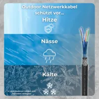 CAT 7 Outdoor-Verlegekabel 100 m - Kupfer, AWG25, S/FTP, Schwarz