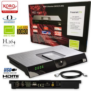 HD DVB-T2 Receiver Xoro HRT 8719 HEVC H.265 USB + DVB-T2 ANTENNE