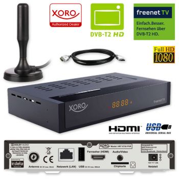 HD DVB-T2 Receiver Xoro HRT 8730 HEVC H.265 USB HDTV DVB-T 2 PVR + Antenne