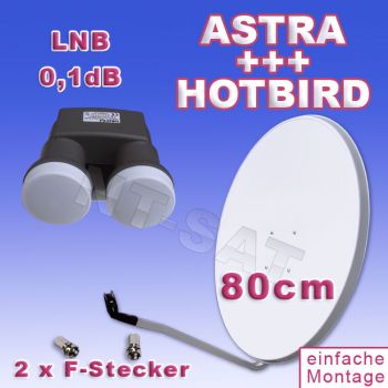 Komplette Anlage Palcom Monoblock Single 0,1 dB Antenne 80cm + 2 x F-Stecker