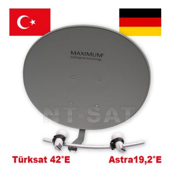 1 Teilnehmer TÜRKSAT + ASTRA Maximum T 85 Multifocus Antenne mit 2 LNB