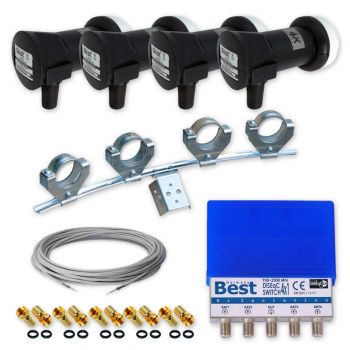 Multifeed SET für 4 Satelliten LNB SET Halter Digital SAT Anlage erweitern 4K