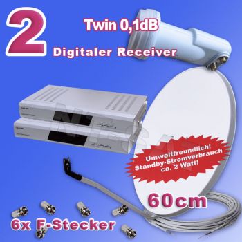 Komplettanlage mit 2 Receiver Digital M45 + LNB Head Twin