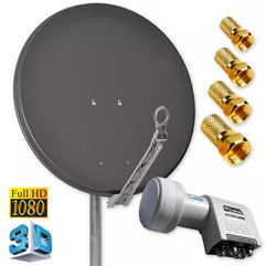 Digitale HD SAT Antenne DUR-line 75 Anthrazit + Quad LNB 4 Teilnehmer