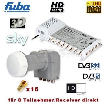 Multischalter Fuba FMS 508 + Fuba Quattro LNB FullHD HDTV 3D 8 Teilnehmer