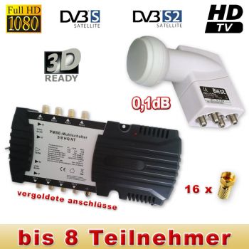 PMSE Multischalter 5/8 HQ NT und Best Quattro LNB # HDTV # FullHD # 3D tauglich