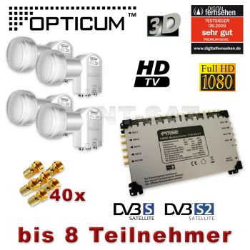 Multischalter 17/8 + 4x Opticum lnb Quattro LNB Full HD 3D 17/8