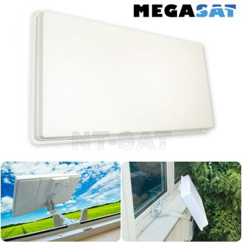 Megasat Flachantenne H30 D2 Twin Sat Spiegel mit Fensterhalterung