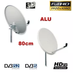 Sat Schüssel 80cm ALU Aluminium Antenne Spiegel 3d HD DIGITAL Hellgrau