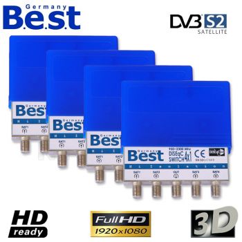 4x Best Germany 4/1 DiSEqC Schalter DiSEqC Umschalter 4 Sat HDTV 3D