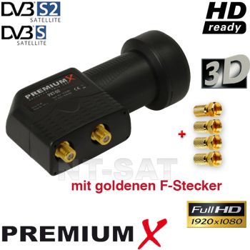 Twin LNB Digital Full HDTV HD LNC Gold Kontakte 1 Teilnehmer Wetterschutz FULL HD 3D