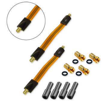 2x Sat HD Fensterdurchführung Gold 4x F Stecker Gummitülle Flachkabel Ultra Slim