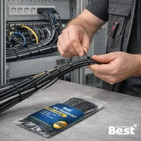 Kabelbinder Schwarz - 4,8 x 300 mm – Reißfest, Belastbar & Robust – Kunststoff Kabelbinder UV-Beständig – Befestigungsbinder, Kabelhalter