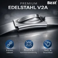 Edelstahl Kabelbinder – 300 x 4,6 mm Metall Kabelbinder extra stark – Rostfrei, hitzebeständig – Für Kabelmanagement, Zaunbau, Hitzeschutzband, Industrie & Außenbereich