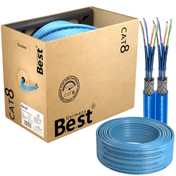 100m Germany B.e.s.t. CAT 8 Duplex Netzwerkkabel Verlegekabel 40 Gbit/s CAT8 Datenkabel CAT8.1 LAN