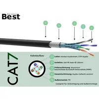 CAT 7 Netzwerkkabel, Verlegekabel Outdoor, Erdkabel LAN, CAT 7 Erdkabel 500m, Gigabit Netzwerkkabel außen, Datenkabel Outdoor UV-beständig,