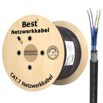 Cat 7 Verlegekabel Erdkabel Netzwerkkabel Datenkabel Schwarz Outdoor UV Außen 500m