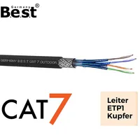 Cat 7 Verlegekabel Erdkabel Netzwerkkabel Datenkabel Schwarz Outdoor UV Außen 500m