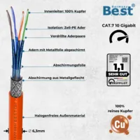 200m Germany B.e.s.t CAT.7 Simplex Verlegekabel Gigabit Netzwerkkabel KUPFER Lan 1000Mhz S/FTP KAT 7