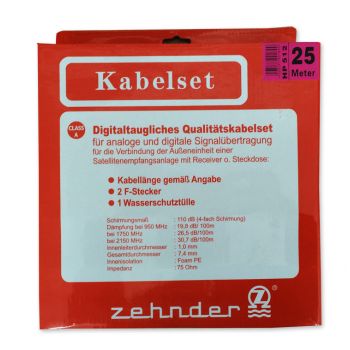 Sat kabel Zehnder Kabelset 25m 110dB 4 Fach Sat digital Antennenkabel Koaxialkabel Kabel HD 3D