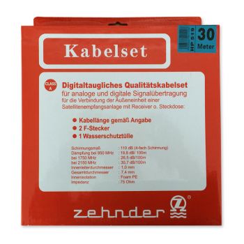Sat kabel Zehnder Kabelset 30m 110dB 4 Fach Sat digital Antennenkabel Koaxialkabel Kabel HD 3D