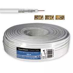 50 m SAT Kabel Koaxialkabel 120 dB Antennenkabel 4-fach geschirmt
