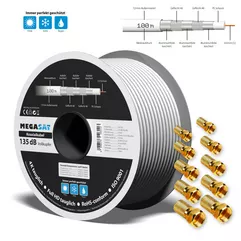 SAT Kabel 135 dB Vollkupfer Sat Kabel 100m Koaxialkabel 5 fach