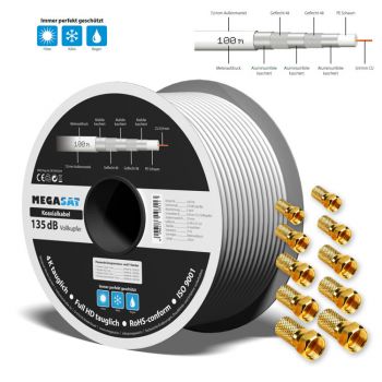 SAT Kabel 135 dB Vollkupfer Sat Kabel 100m Koaxialkabel 5 fach