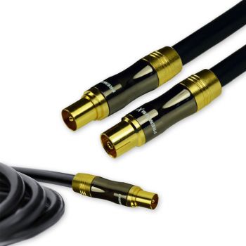 1m PremiumX Gold-Line TV Antennenkabel Schwarz 135dB REINES KUPFER 1x TV Buchse weiblich + 1x TV Stecker männlich