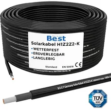 100m Germany B.E.S.T Solarkabel Solarleitung 6mm² reines Kupferkabel H1Z2Z2-K PV Schwarz