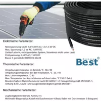 Germany B.E.S.T Solarkabel Solarleitung 4mm² reines Kupferkabel H1Z2Z2-K 15m PV Schwarz