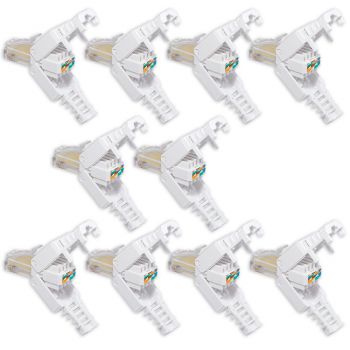 10 x CAT 5 / 6 / 7 RJ45 Stecker zur werkzeuglose Montage mit Knickschutz Tool-less RJ 45 Stecker