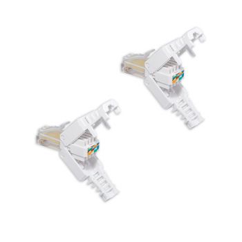 2 x CAT 5 / 6 / 7 RJ45 Stecker zur werkzeuglose Montage mit Knickschutz Tool-less RJ 45 Stecker