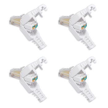 4 x CAT 5 / 6 / 7 RJ45 Stecker zur werkzeuglose Montage mit Knickschutz Tool-less RJ 45 Stecker