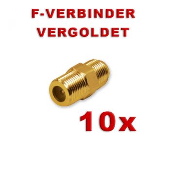 10x F-Verbinder Stecker Koaxial Kabel F-Buchse auf Buchse F-Doppelbuchse vergoldet Kupplung SAT