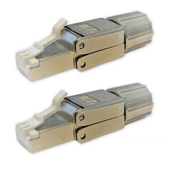 2x Netzwerk-winkelstecker-Stecker RJ45 CAT6A CAT7 ohne Werkzeug BEST-Germany