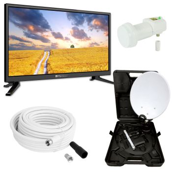 Camping TV Opticum LED TV 24 Zoll und Camping-Sat-Anlage mit Easyfind LNB