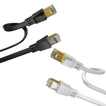 CAT 8.1 Patchkabel RJ45 S/FTP Kupfer 40 Gbit/s Schwarz Flach 0,5-15 m