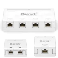 CAT 8.1 Netzwerkdose Aufputz 4-Port mit Keystone Modulen geschirmt