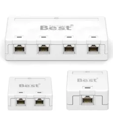 CAT 8.1 Netzwerkdose Aufputz 2-Port mit Keystone Modulen geschirmt