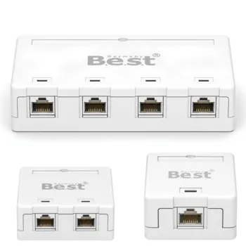 CAT 8.1 Netzwerkdose Aufputz 4-Port mit Keystone Modulen geschirmt