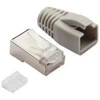 RJ45 Netzwerkstecker Grau geschirmt CAT6 CAT6A CAT7 mit Knickschutz