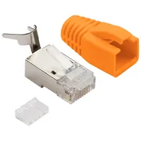 RJ45 Netzwerkstecker Orange geschirmt CAT6A CAT7 mit Knickschutz