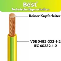Erdungskabel H07V-K 4mm² grün-gelb Kupferlitze NYAF flexibel 5-100m PV