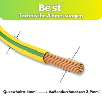 Erdungskabel H07V-K 4mm² grün-gelb Kupferlitze NYAF flexibel 5-100m PV